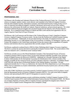 CV for Neil Broom Expert Witness in Computer Forensics Investigations in New Orleans